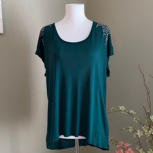 Two by Vince Camuto Studded Shoulder Tee